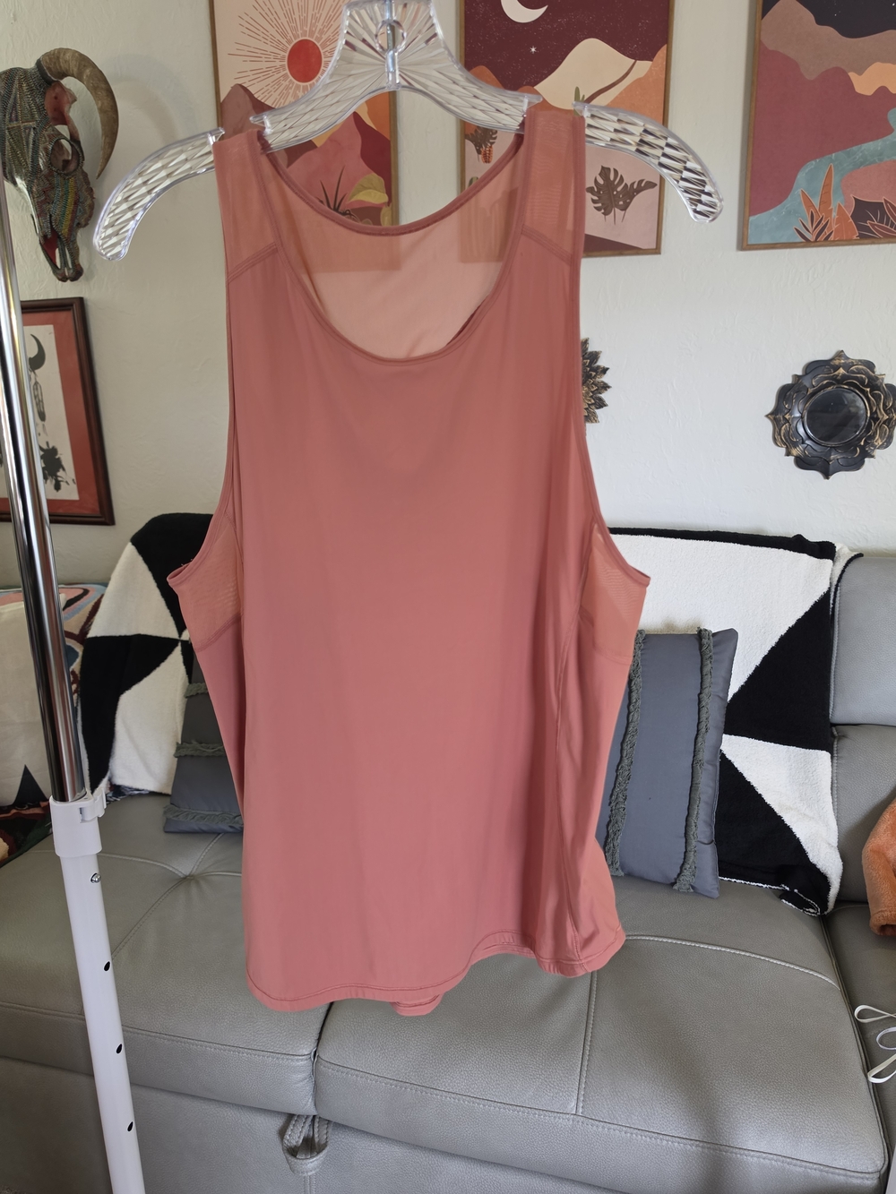 Lululemon Sculpt Tank II Coral Pink Mesh Back Athletic Workout Top